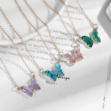 Load image into Gallery viewer, Glass Crystal Butterfly Necklace