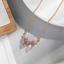 Load image into Gallery viewer, Glass Crystal Butterfly Necklace